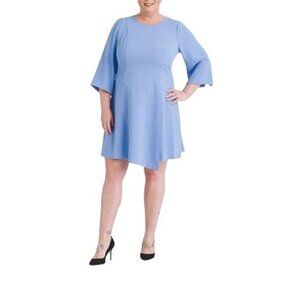 Vince Camuto Dress Blue Crepe Asymmetrical Hem A-line Stylish Size 24W $128